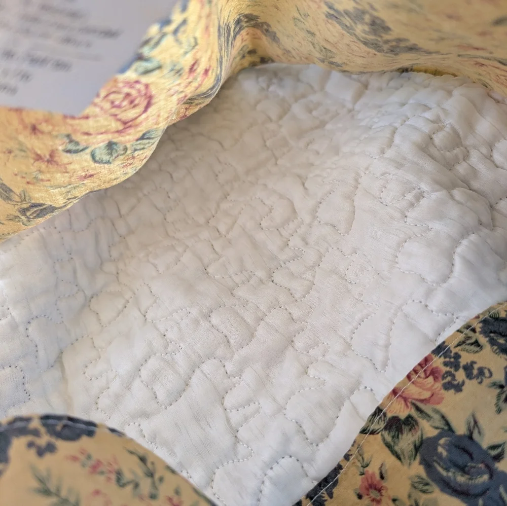 Quilted Patchwork King Pillow Shams 20x36 Floral Multicolor Cotton Vintage Style